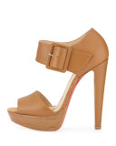 Haute Retene 140mm Leather Red Sole Sandal, Noisette