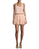 Racerback Ruffled Cotton Mini Dress