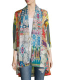 Mix-Print Kimono Jacket