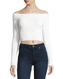 Life is Real Off-the-Shoulder Crop Top, White