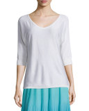V-Neck Dolman Sweater, White 