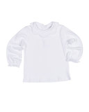 Scallop-Collar Knit Interlock Blouse, Size 2-3