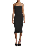 Strappy Stretch Midi Dress, Black