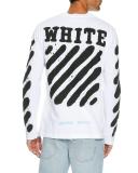 Spray-Paint Logo Long-Sleeve T-Shirt, White/Black