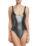 Rafia Metallic Scoop-Back Classic One-Piece Swimsuit