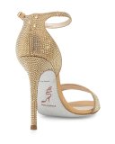 Crystal Ankle-Wrap 105mm Sandal, Gold