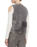 Carly Cropped Shearling Vest, Granite