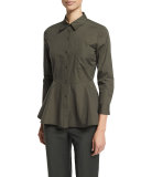 Eyodis Pearce Button-Down Peplum Top, Fir