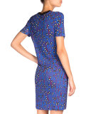 Short-Sleeve Printed T-Shirt Dress, Violet/Blue