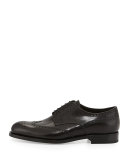 Vitello Deco Lace-Up Wingtip, Nero