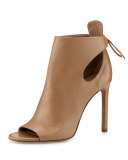 Gabrielle Leather Cutout Bootie, Sand