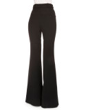 High-Waist Flare-Leg Suiting Pants, Black