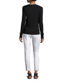 Engineered Rib-Knit Scoop-Neck Shell, Caviar/Azzurine