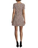 jacquard petal stamp mini dress, black/natural