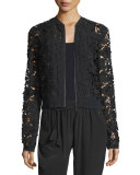 Glenna Lace Bomber Jacket, Black
