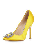 Hangisi Satin Crystal-Toe Pump, Yellow