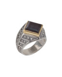 Men's Sterling Silver & 18K Gold Ring with Hawk's Eye