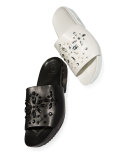 Brae Crystal Leather Slide Sandal