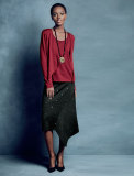 Grommet-Embellished Asymmetric Skirt, Black Onyx