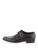 Leather Monk-Strap Shoe, Black