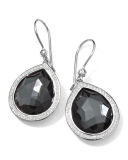 Stella Teardrop Earrings in Hematite & Diamonds, 34mm