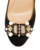 Tudor Trott Suede 85mm Red Sole Pump, Black