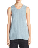 Cotton Waffle-Stitch Sweater Tank Top