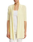 Half-Sleeve Slub Open-Front Cardigan