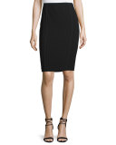 Jasper Fluid Crepe Pencil Skirt, Black