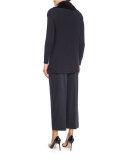 Long-Sleeve Cashmere Turtleneck w/ Drop-Needle Hem