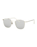 Mirrored Square Sunglasses, White Gold
