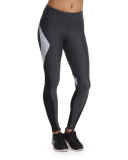 Edge Colorblock Ankle Running Tights/Sport Leggings, Black/Granite