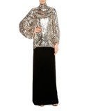 Mid-Rise Column Maxi Skirt, Black