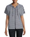 Short-Sleeve Hooded Jacket Tee, Black/Multi