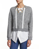 2-in-1 Cotton V-Neck Sweatshirt, Gray Melange