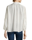 Bravo Pintuck-Sleeve Blouse, Cream