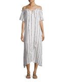 Isla Off-the-Shoulder Striped Coverup Maxi Dress