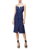 Sleeveless Button-Front Patio Dress, Navy