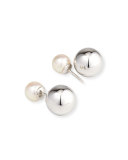 Double Akoya Pearl & White Gold Stud Earrings