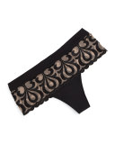 Look Floral-Lace Embroidered Boyshorts, Black