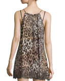 Silk Halter-Neck Chemise, Gray Multi