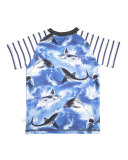 Raglan Jumping Sharks Jersey Tee, Blue, Size 4-6