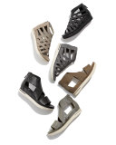 Airy Caged Leather Sneaker, Barley