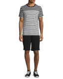 Colorblock Striped Short-Sleeve Tee, Black Stripe