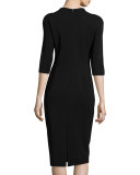Mock-Neck Cold-Shoulder Sheath Dress, Black