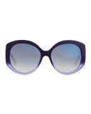 Ombre Plastic Round Sunglasses, Purple/Blue