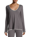 Organic Cotton Long-Sleeve Lounge Top, Iron Gate