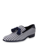 Foxley Men's Striped Tassel Loafer, Blue/White