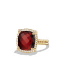14mm Châtelaine 18K Garnet Ring with Diamonds, Size 7