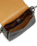 17 Western-Rivet Leather Saddle Bag, Black
